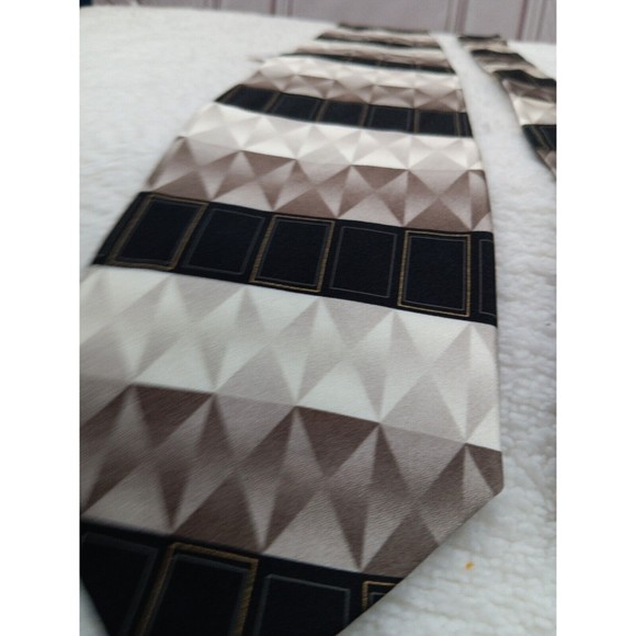 NWT Di Moggio Mens Premium Tie Pure Silk Handmade Smooth Brown/Beige MSRP $30 EC - Picture 11 of 15